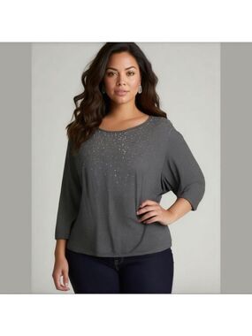 Women's C.D. Daniels Blouse, 2X, Gray